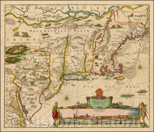 Historic Map - Novi Belgii Novaeque Angliae Nec Non Pennsylvaniae et Partis Virginiae Tabula multis in locis emendata, 1684, Justus Danckerts v1