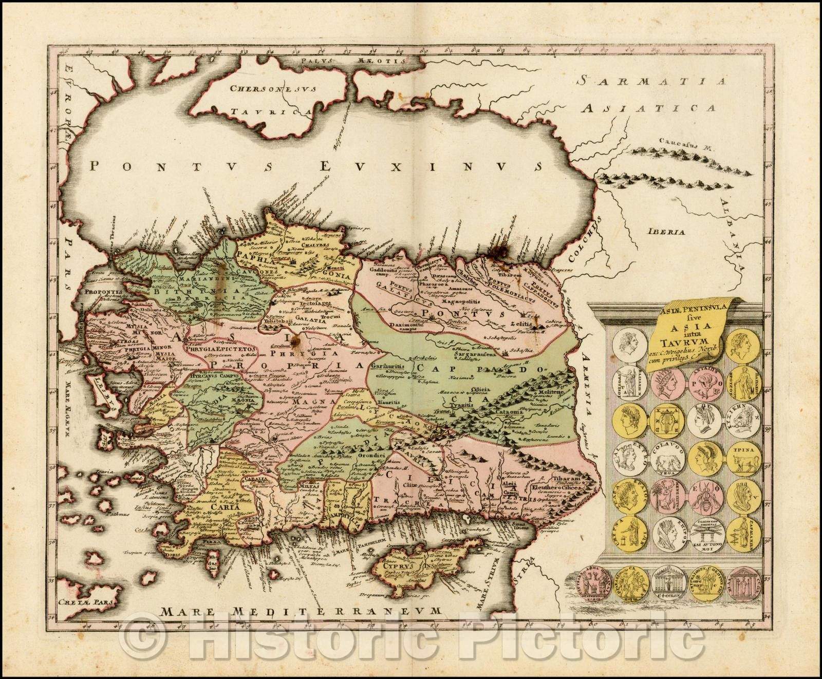 Historic Map - Asiae Peninsula sive Asia intra Taurum, 1718, Christopher Weigel - Vintage Wall Art