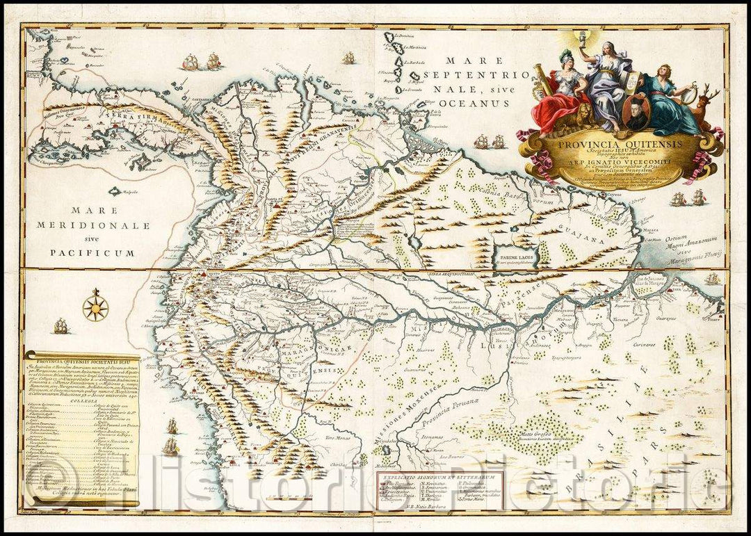 Historic Map - Provincia Quitensis. Societatis Iesu in America Topographica exhibita nec, 1751 - Vintage Wall Art