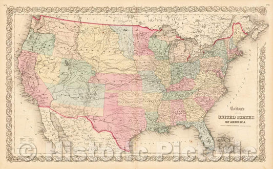 Historic Map - Colton's Map of the United States of America, 1859, Joseph Hutchins Colton v1