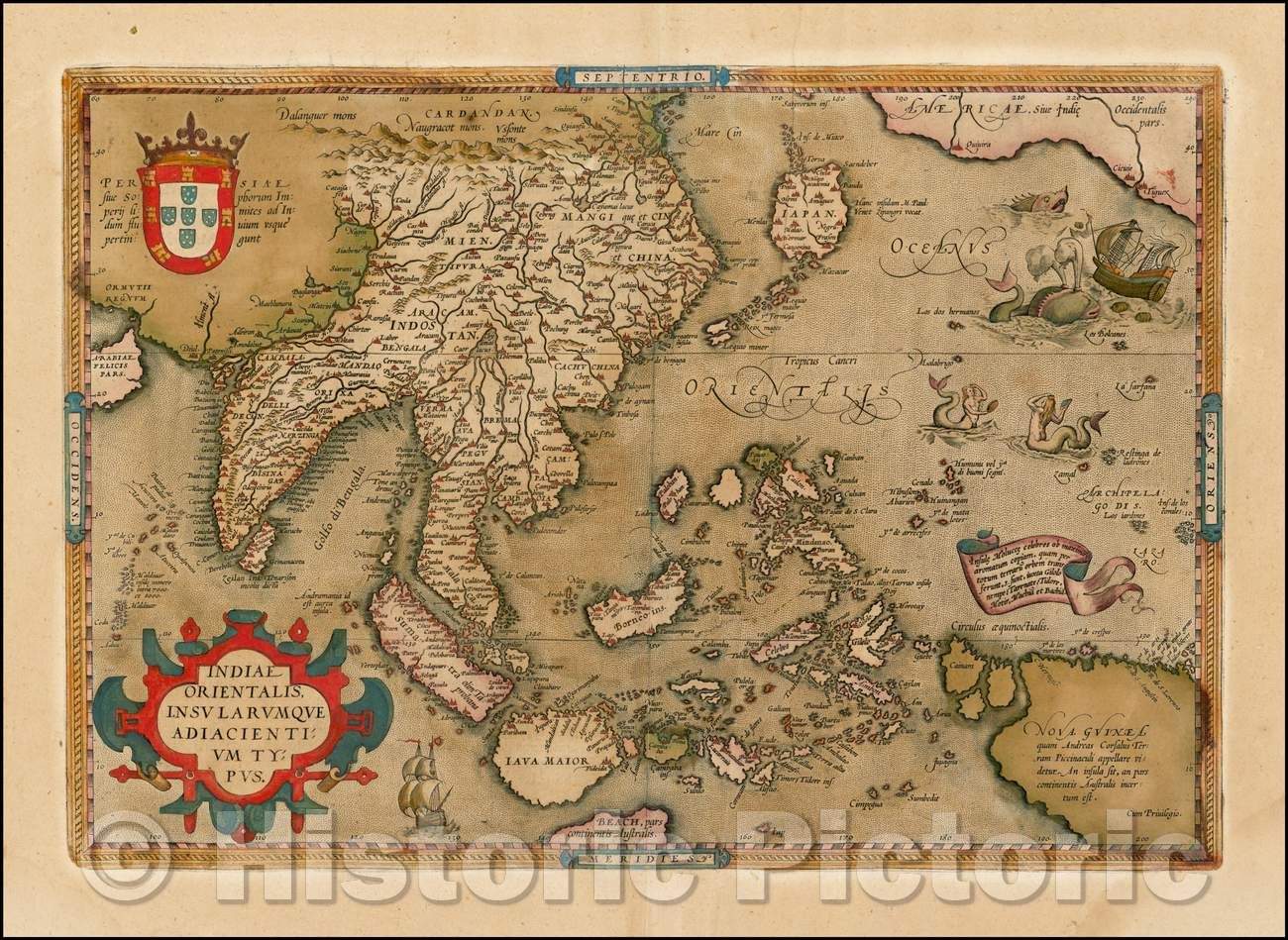 Historic Map - Indiae Orientalis Insularumque Adiacientium Typus, 1609, Abraham Ortelius - Vintage Wall Art