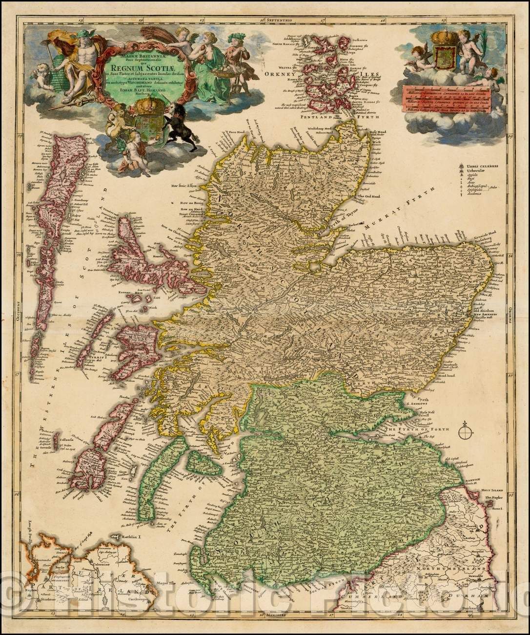 Historic Map - Magnae Britanniae Pars Septentrionalis qua Regnum Scotiae, 1710, Johann Baptist Homann v1
