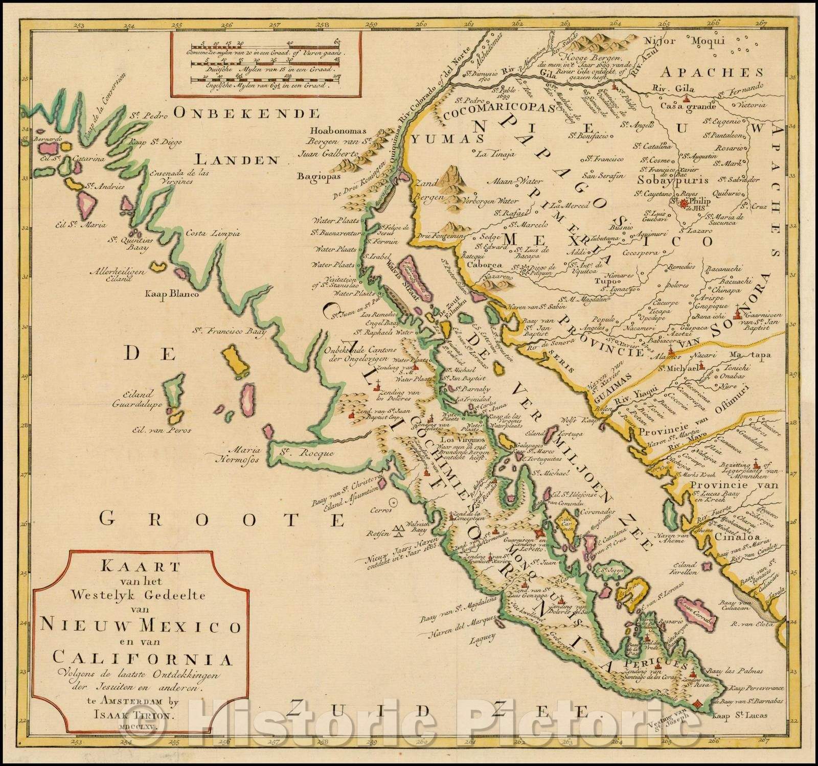 Historic Map - Kaart van het Westelyk Gedeelte van Nieuw Mexico en van California, 1765, Isaak Tirion v2