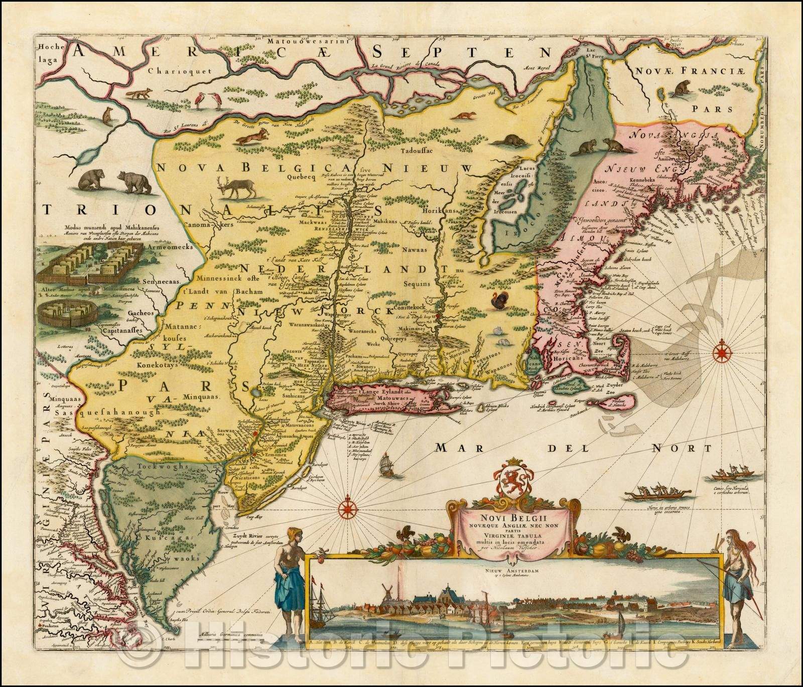 Historic Map - Novi Belgii Novaeque Angliae Nec Non partis Virginiae Tabula multis in locis emendata, 1684, Nicolaes Visscher I v2