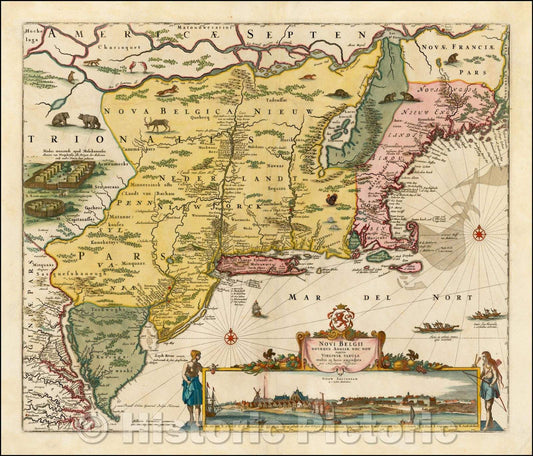 Historic Map - Novi Belgii Novaeque Angliae Nec Non partis Virginiae Tabula multis in locis emendata, 1684, Nicolaes Visscher I v2