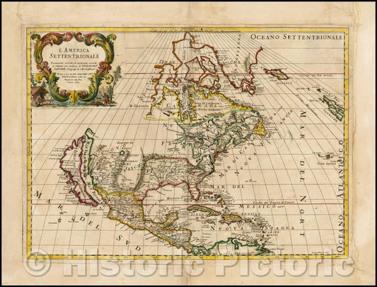 Historic Map - L'America Settentrionale Nuovamente correcta, 1687, Giacomo Giovanni Rossi v1