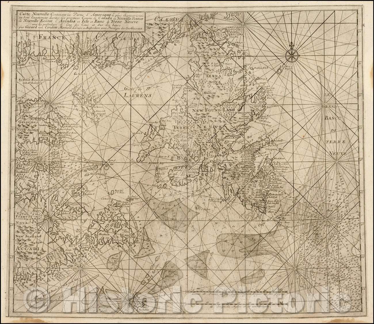 Historic Map - Contenant la Partie d'Amerique le plus Septentrionale ou Sont Exactement decrites les provinces Comme le Canada ou Nouvelle France, 1780 - Vintage Wall Art