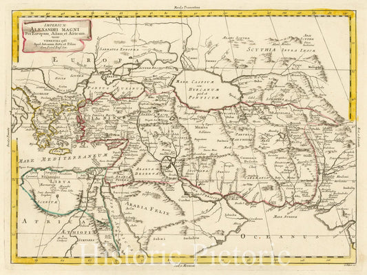 Historic Map - Imperium Alexandri Magni Per Europam, Asiam :: Empire of Alexander the Great, Asia Minor,Greece,Black Sea,Capian Sea, Indus River, 1785 - Vintage Wall Art