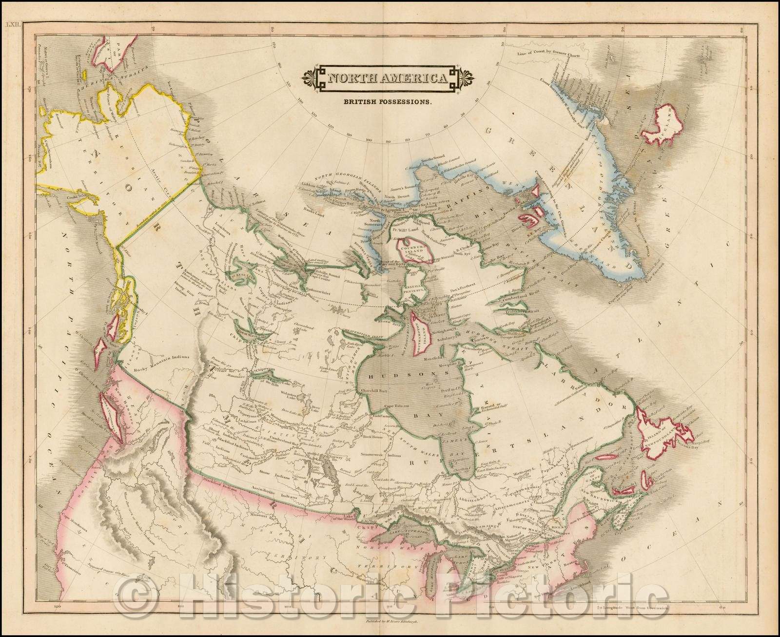 Historic Map - North America British Possessions, 1842, Daniel Lizars - Vintage Wall Art