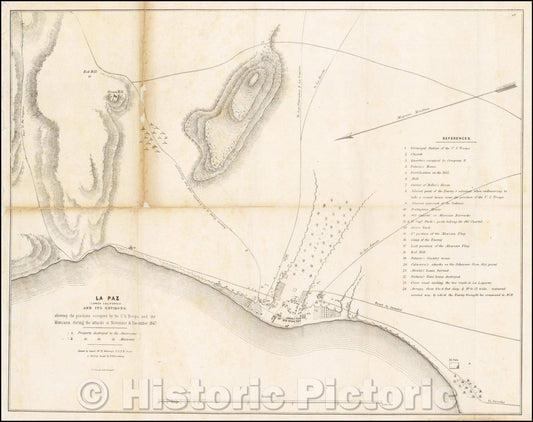 Historic Map - La Paz (Lower California) and its Environs, Showing Positions Occupied, 1847, P.S. Duval v1