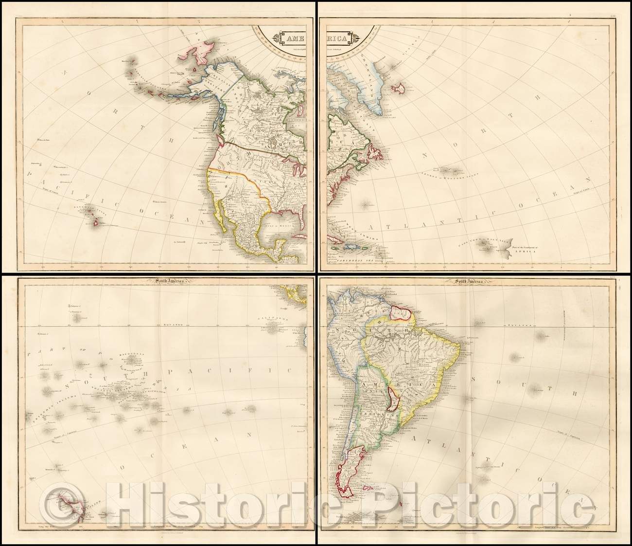 Historic Map - America, 1825, W. & D. Lizars - Vintage Wall Art
