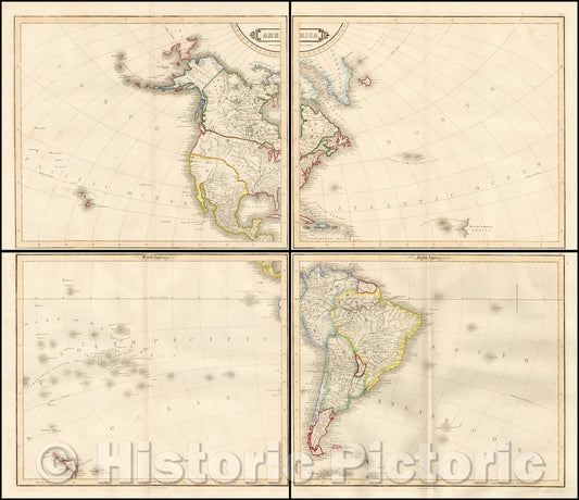 Historic Map - America, 1825, W. & D. Lizars - Vintage Wall Art
