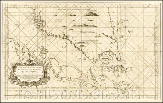 Historic Map - Carte Reduite Des Detroits De Malaca, Sincapour, Et Gouverneur, 1755, Jacques Nicolas Bellin v1