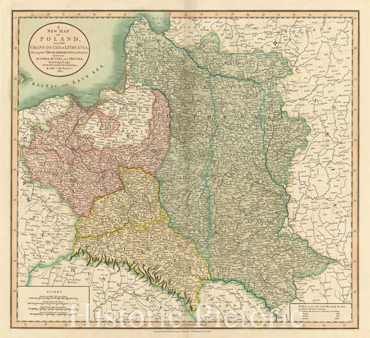 Poland and Lithuania - Dismemberment Map, 1811 | Historical Map Print
