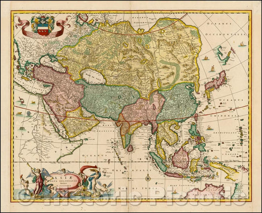 Historic Map - Asiae Nova Delineatio, 1660, Nicolaes Visscher I - Vintage Wall Art