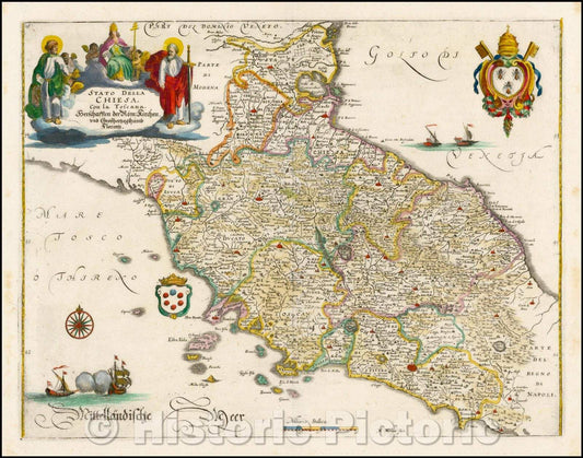 Historic Map - Stato Della Chiesa Con la Toscana, 1640, Matthaus Merian v2