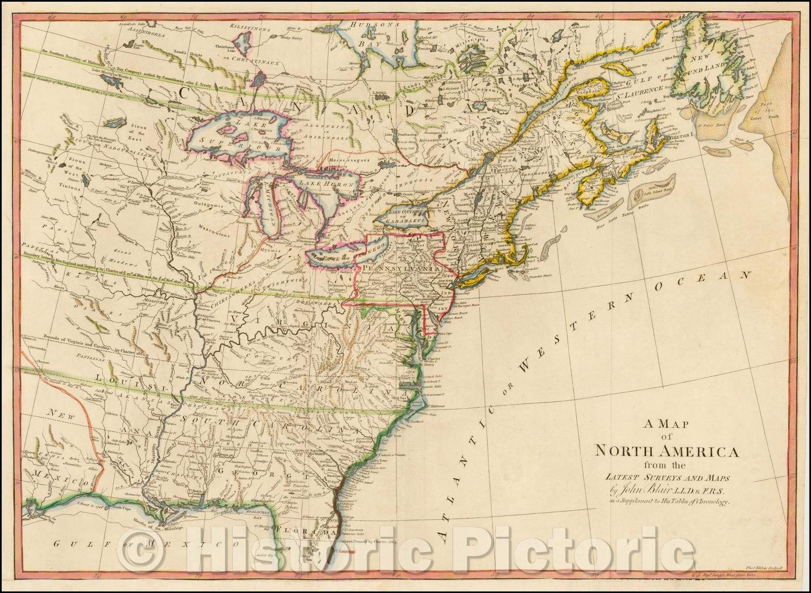 Historic Map - A Map of North America from the Latest Surveys and Maps, 1768, John Blair v1