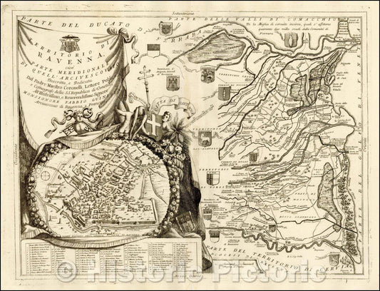 Historic Map - Territorio Di Ravenna, cioe Parte Meridionale Di Quell' Arcivesovato/Territory Di Ravenna, ie Southern Part Of Quell 'Arcivesovato, 1690 - Vintage Wall Art