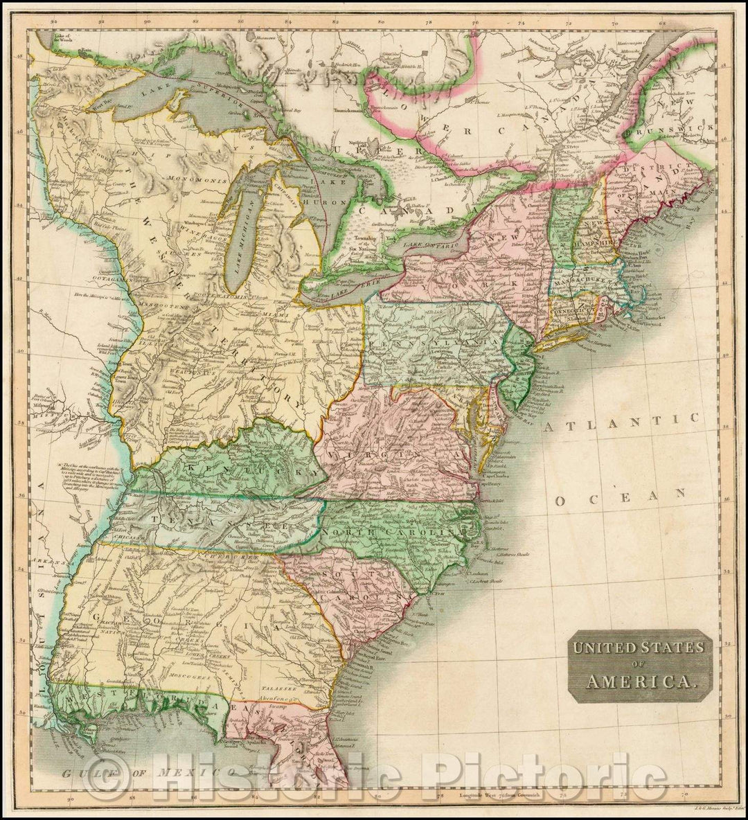 Historic Map - United States Of America, 1814, John Thomson v2