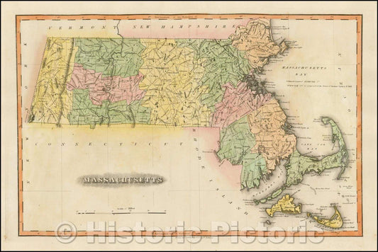 Historic Map - Massachusetts, 1823, Fielding Lucas Jr. v1