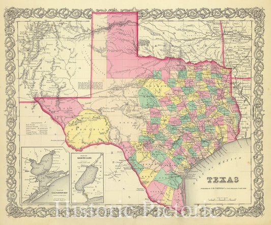 Texas - German Settlements Detail, 1855 | Historical Map Print