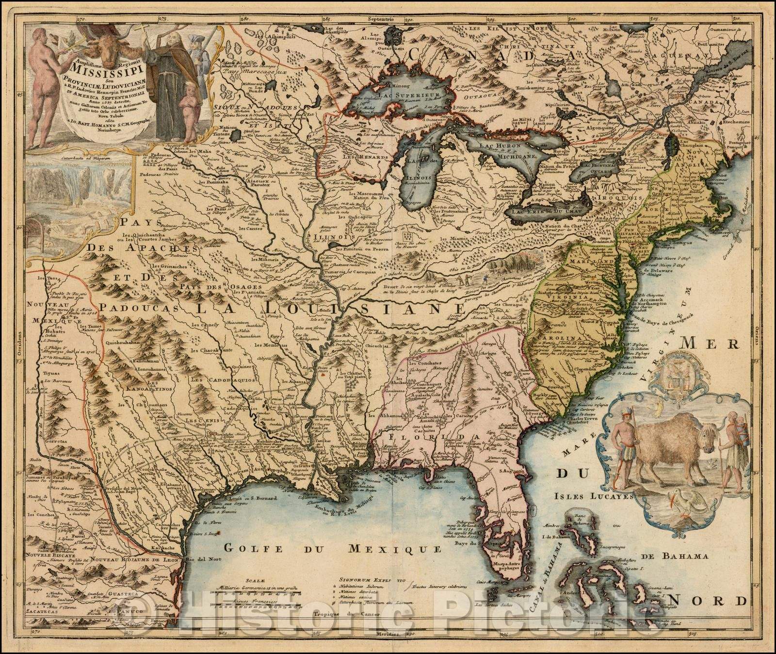 Historic Map - Amplissimae Regionis Mississipi Seu Provinciae Ludovicianae A R.P. Ludovico Hennepin Francisc Miss In America Septentrionali Anno, 1720 v6