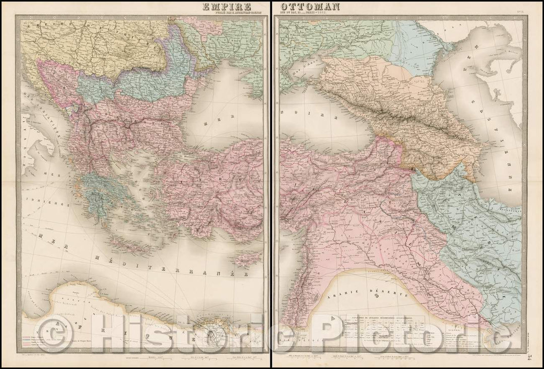 Historic Map - Empire Ottoman, 1862, J. Andriveau-Goujon - Vintage Wall Art
