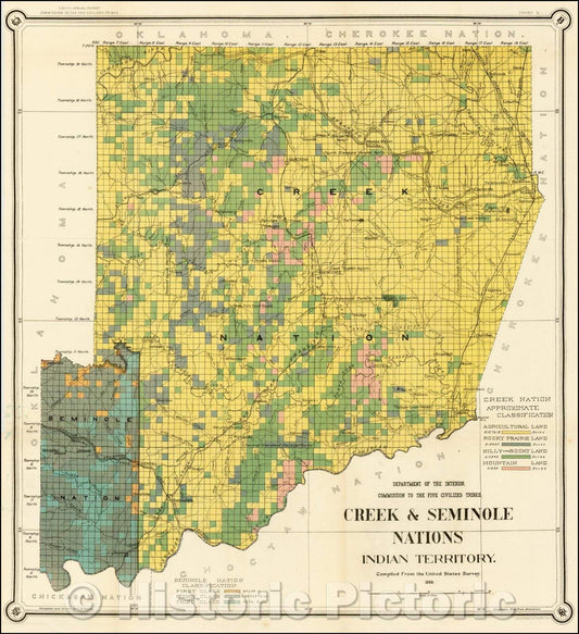 Historic Map - Map of the Creek & Seminole Nations Indian Territory, 1899, United States Department of the Interior v2