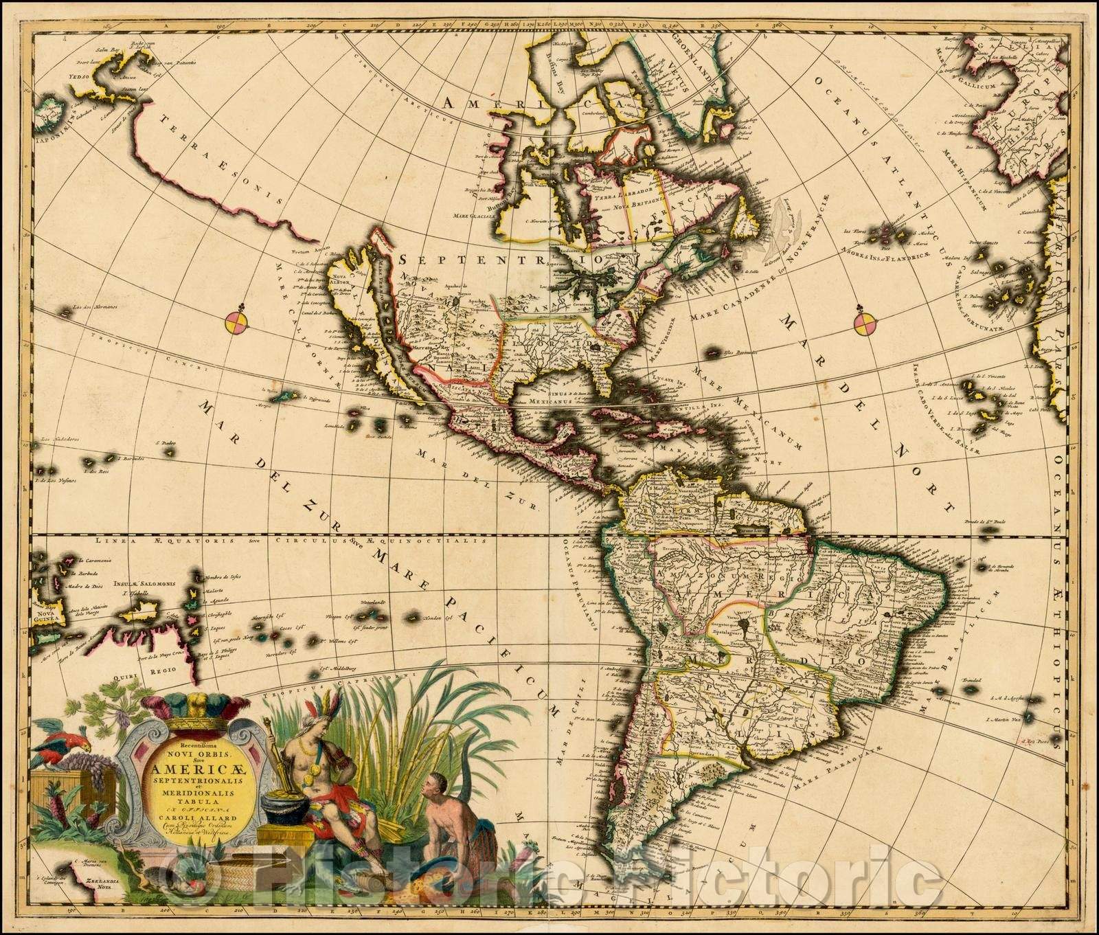 Historic Map - Recentissima Novi Orbis Sive Americae Septentrionalis et Meridionalis Tabula ex Officina Caroli Allard, 1700, Carel Allard v3