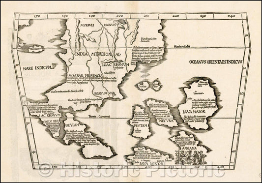 Historic Map - Tabula Moder, Indiae Orientalis, 1522, Lorenz Fries - Vintage Wall Art