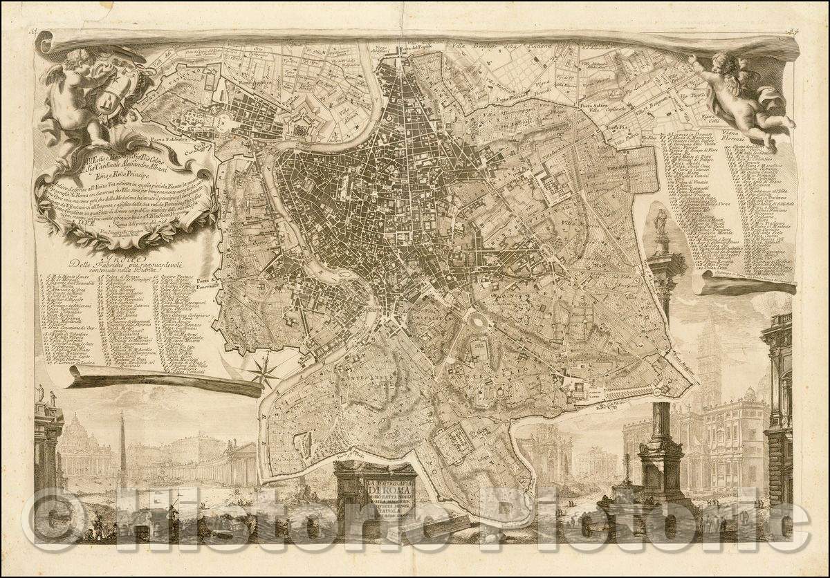 Historic Map - La Topografia di Roma di Gio Batta Nolli Dalla Maggiore in Questa Minor Tavola Dal Medesimo Ridotta, 1748, Giovanni Battista Nolli - Vintage Wall Art