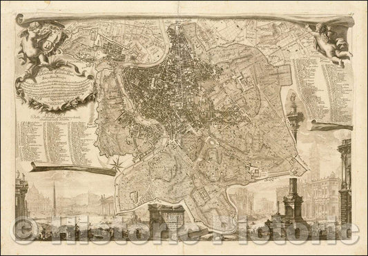 Historic Map - La Topografia di Roma di Gio Batta Nolli Dalla Maggiore in Questa Minor Tavola Dal Medesimo Ridotta, 1748, Giovanni Battista Nolli - Vintage Wall Art