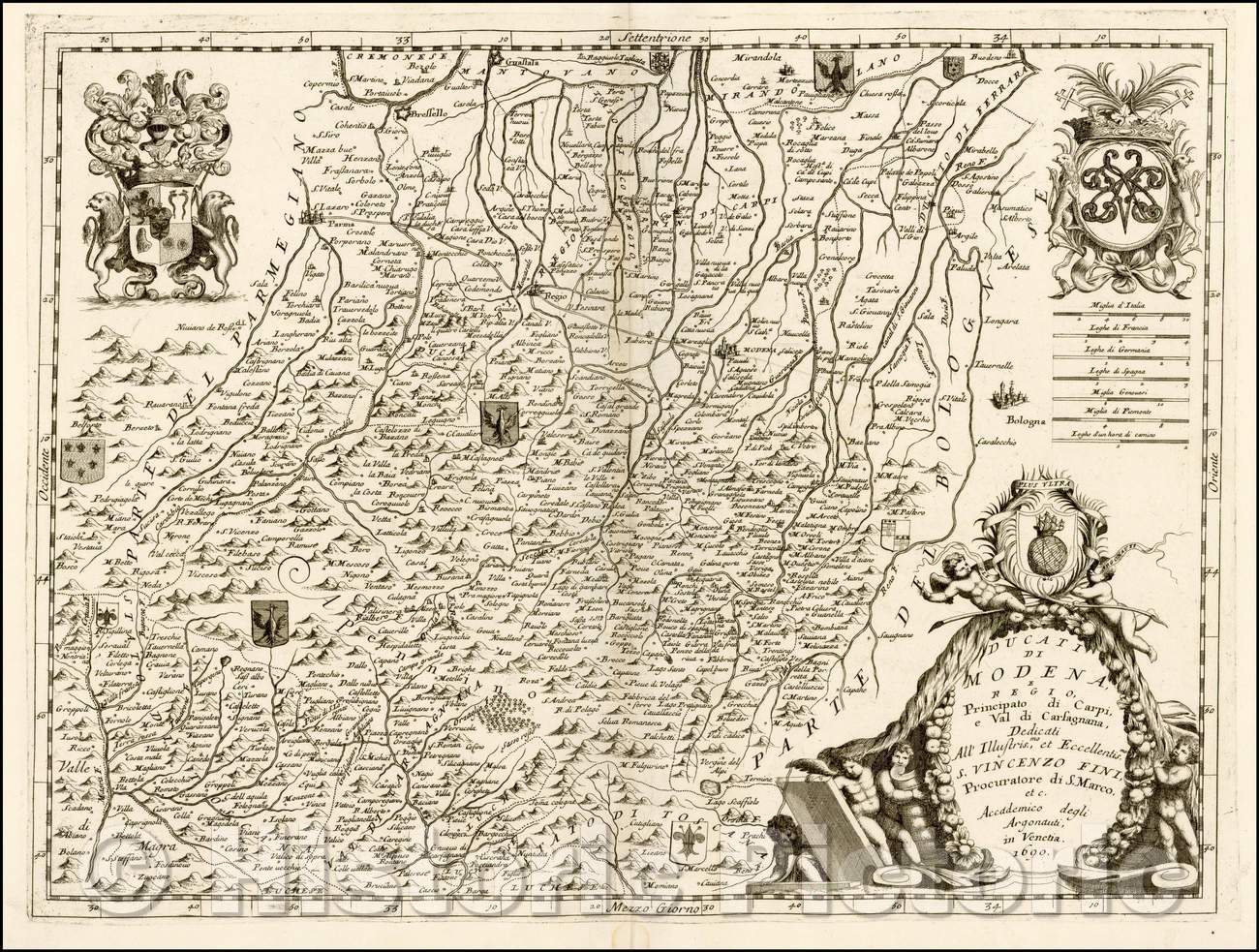 Historic Map - Ducato Di Modena e Regio, Principato di Carpi, e Val di Carsagnana/Duchy Of Modena and Regio, Principality of Carpi, Val di Carsagnana, 1690 - Vintage Wall Art