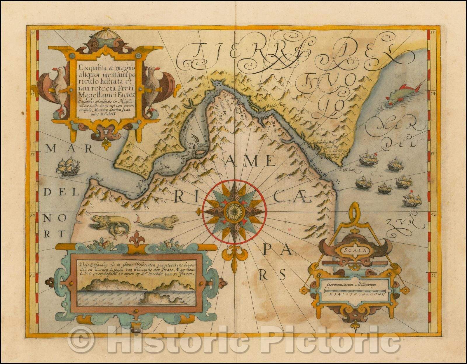 Historic Map - Exquisita & magno aliquot mensium periculo Lustrata et iam retecta Freti Magellanici Facies, 1606, Gerard Mercator v4