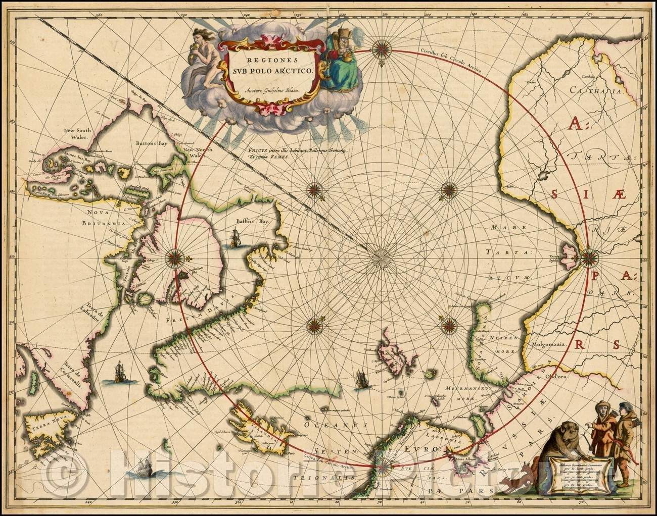 Historic Map - Regiones Sub Polo Arctico, 1640, Willem Janszoon Blaeu - Vintage Wall Art