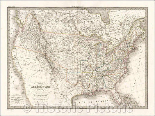 Historic Map - Carte Des Etats-Unis D'Amerique, 1832, Alexandre Emile Lapie v3