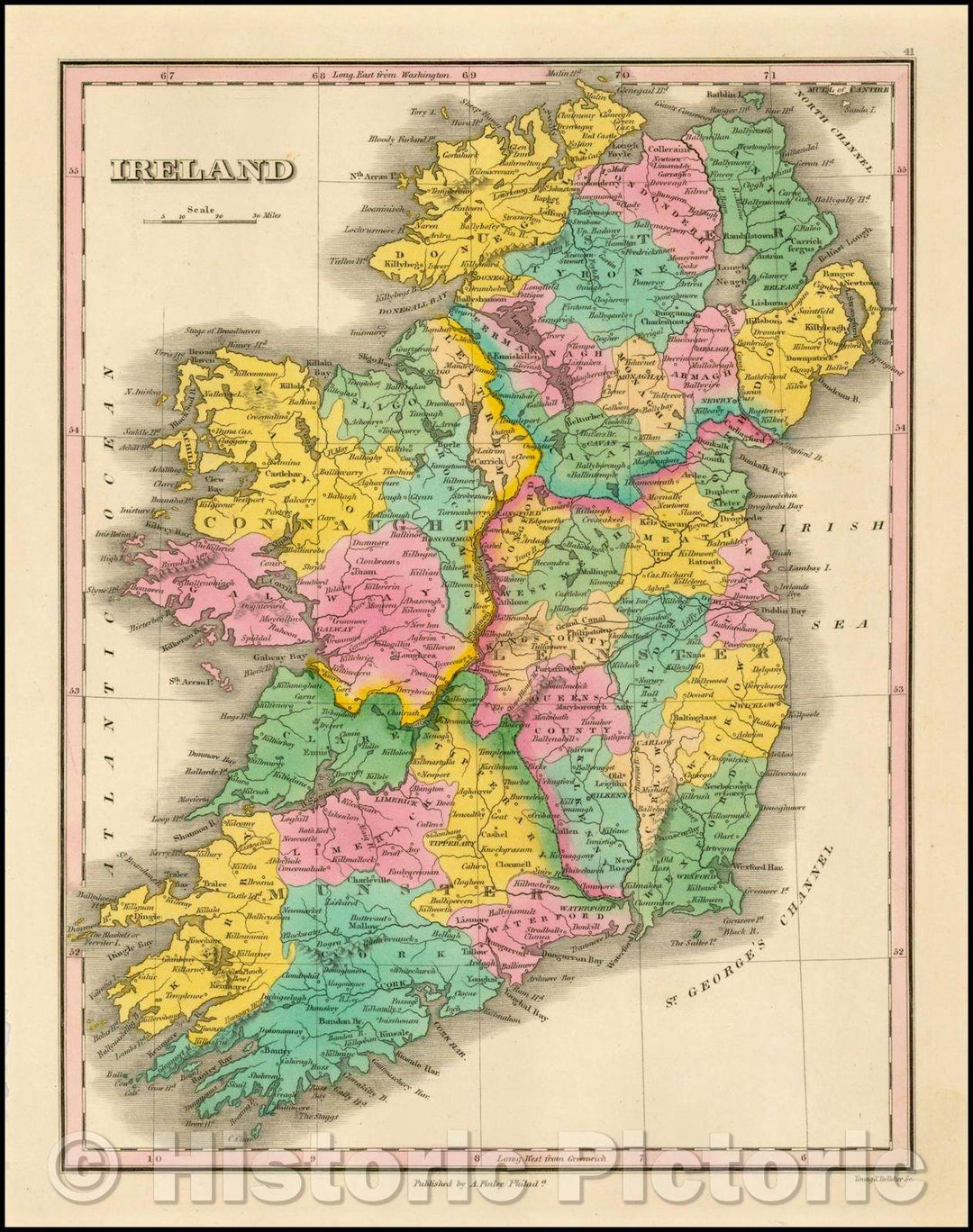 Historic Map - Ireland, 1826, Anthony Finley v1