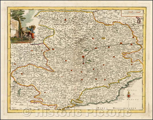 Historic Map - Carta Geografica Dello Stato Del Piemonte/Map of Piemonte Region in Italy, centered on Turino. - Vintage Wall Art