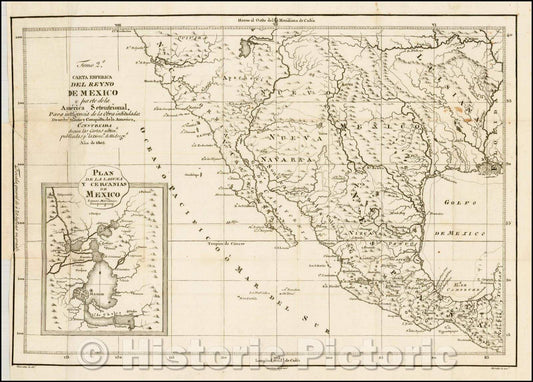 Historic Map - Carta Esferica Del Reyno De Mexico y parte de la America Setentrional para intelgencia de la obra intitulada: descubrimiento y conquista, 1802 v1