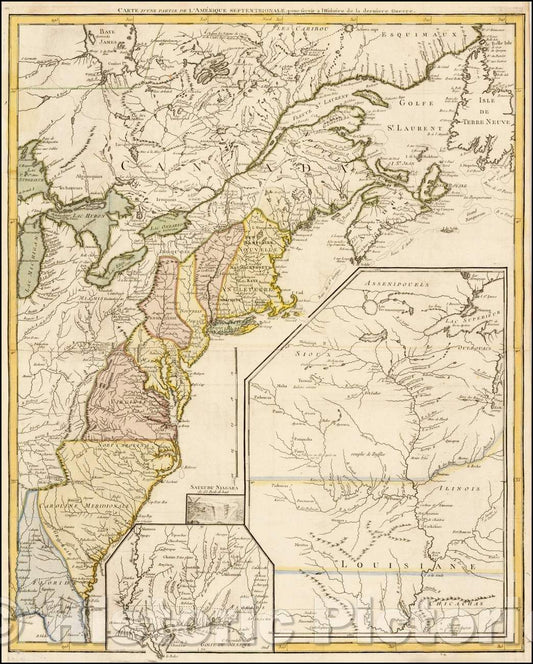Historic Map - Carte D'Une Partie De L'Amerique Septentrionale pour servir a l'Histoire derniere Guerre, 1787, George Louis Le Rouge v1