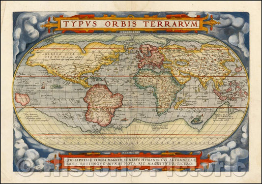 Historic Map - Typus Orbis Terrarum, 1572, Abraham Ortelius - Vintage Wall Art