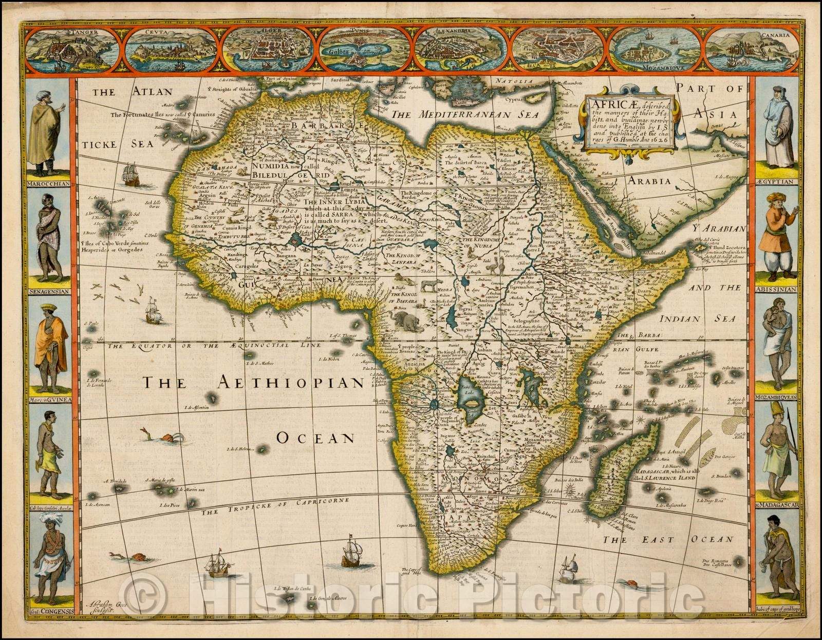 Historic Map - Africae, Described. The manners of their Habits and buildings newly done into English, 1626, John Speed v2