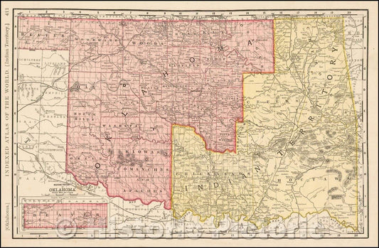 Historic Map - Indian Territory & Oklahoma, 1895, Rand McNally & Company v1