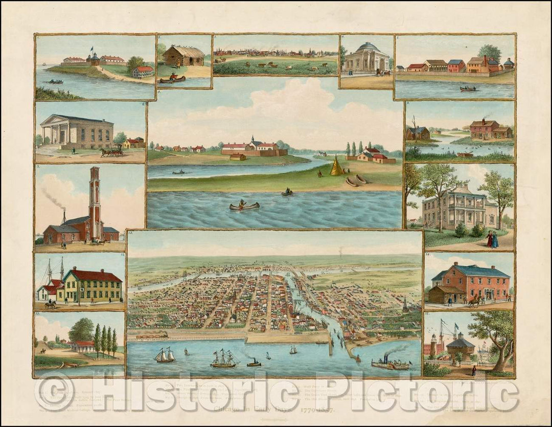 Historic Map - Chicago In Early Days. 1779-1857, 1893, Kurz & Allison v2