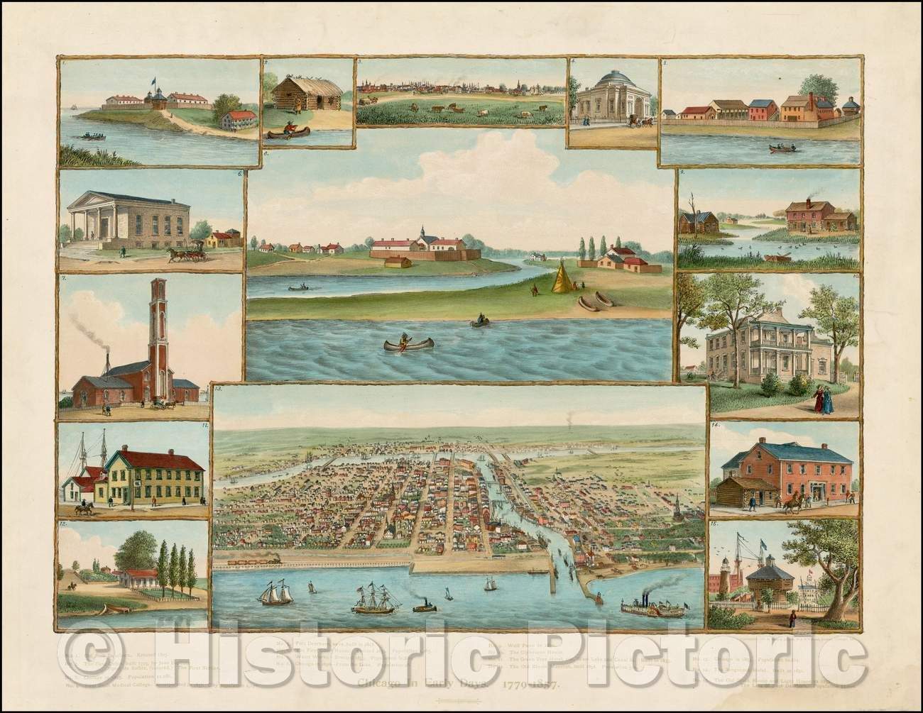 Historic Map - Chicago In Early Days. 1779-1857, 1893, Kurz & Allison v2