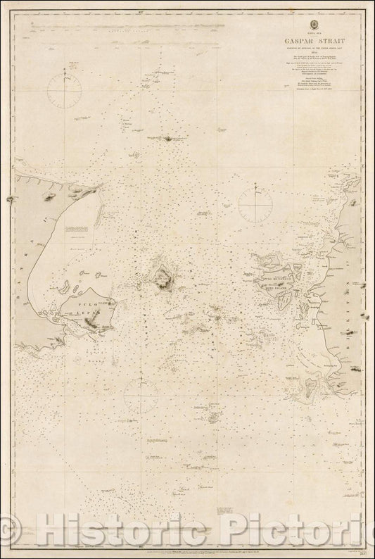 Historic Map - China Sea Gaspar Strait Surveyed, 1866, British Admiralty - Vintage Wall Art