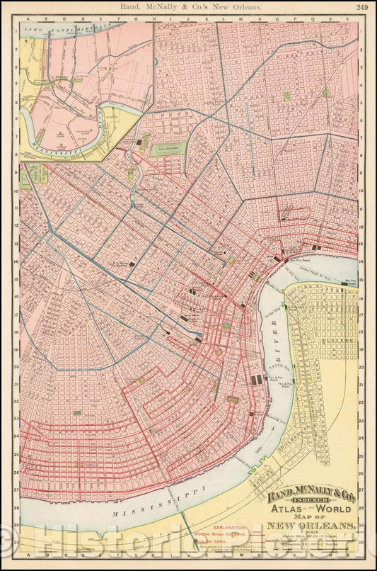 Historic Map - New Orleans, 1895, William Rand - Vintage Wall Art