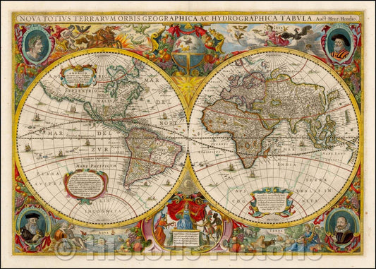 Historic Map - Nova Totius Terrarum Orbis Geographica Ac Hydrographica Tabula Auct. Henr: Hondio, 1663, Henricus Hondius v1