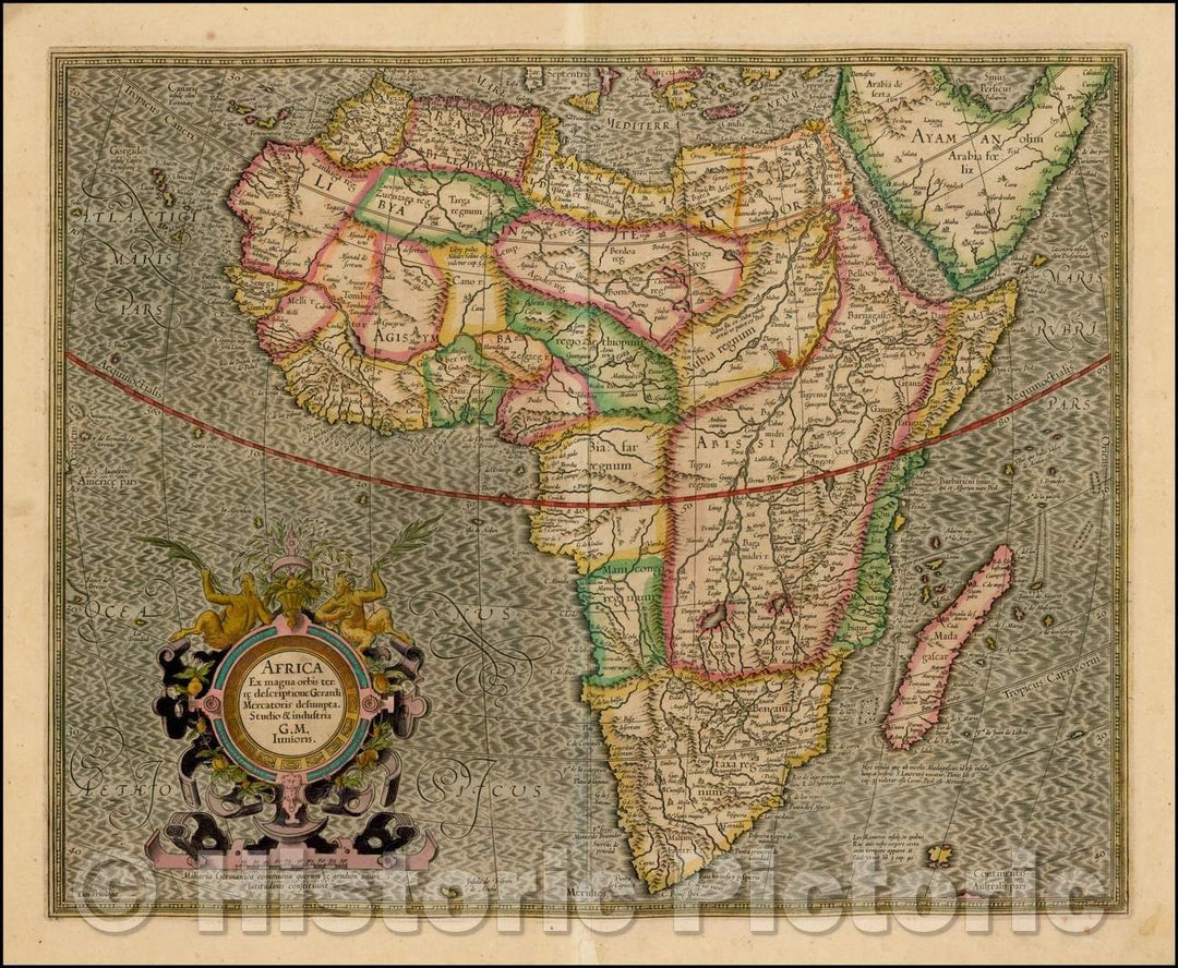Historic Map - Africa Ex magna orbis terre descriptione Gerardi Mercatoris desumpta Studio & insustrai, 1595, Gerard Mercator v4
