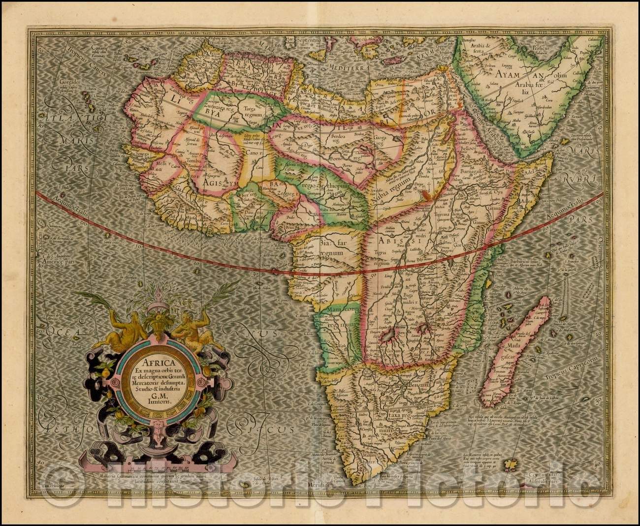 Historic Map - Africa Ex magna orbis terre descriptione Gerardi Mercatoris desumpta Studio & insustrai, 1595, Gerard Mercator v4